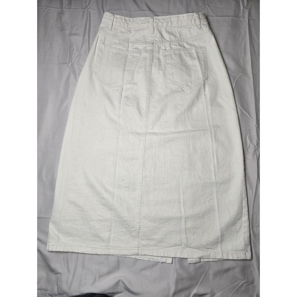 Blue B Collection Ivory Denim Off-Center Front Midi Skirt Women's Small NWT - Picture 4 of 8